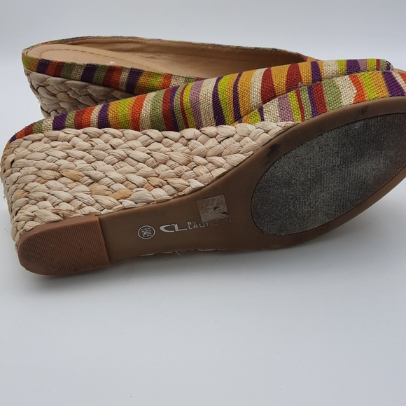 CL by Laundry Striped Open Toe Espadrille Size 9.5 - Picture 5 of 5